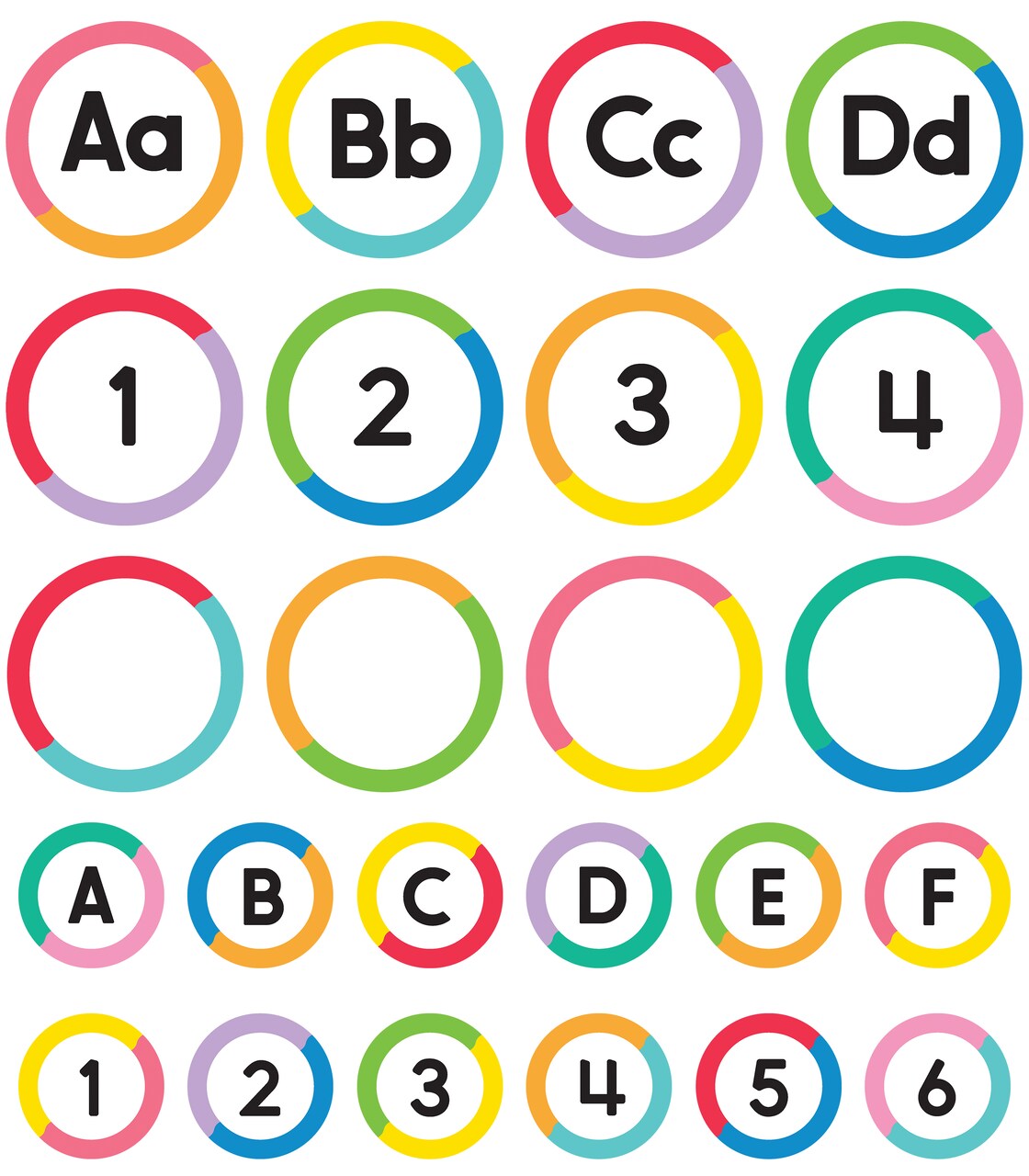 Carson Dellosa 150-Piece Cutout Letters, 4" Colorful Blank, Number, Upper and Lowercase Alphabet Decorations for Bulletin Board, Posterboard, Party, and Classroom Decor